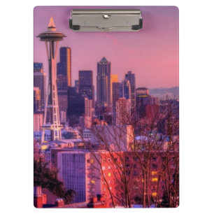 Sunset behind Seattle skyline from Kerry Park. Clipboard