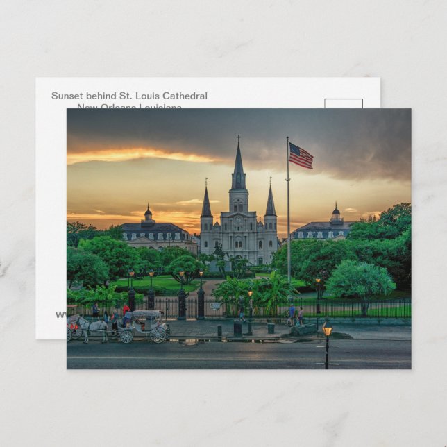 Sunset behind St Louis Cathedral postcard (Front/Back)