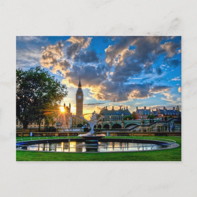 Sunset behind the Houses of Parliament Postcard (Front)
