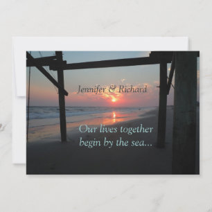 Sunset Beneath the Pier Beach Wedding Invitation
