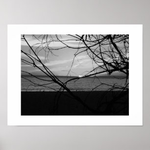 Sunset Beyond Black and White Photography Poster
