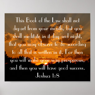 sunset bible verse Joshua 1:8 Poster