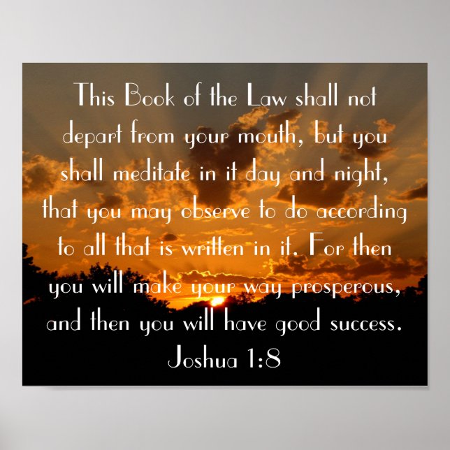sunset bible verse Joshua 1:8 Poster (Front)