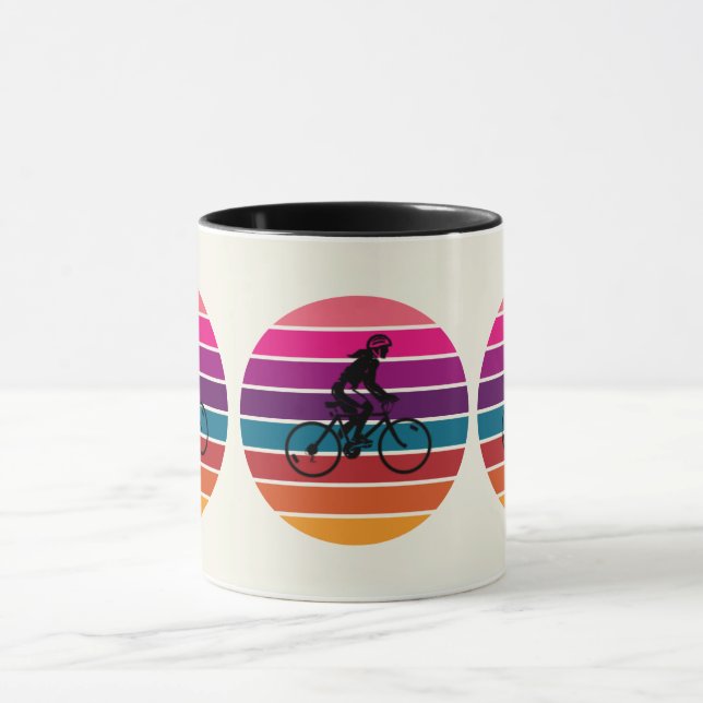 Sunset Bike Ride Silhouette Mug (Center)