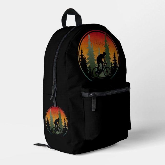 Sunset Biking Nature Scenery Printed Backpack (Back Corner Left)