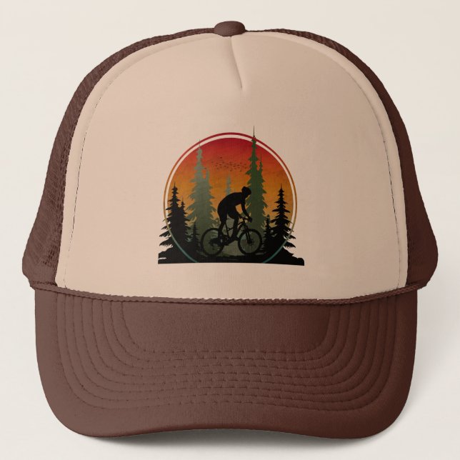 Sunset Biking Nature Scenery Trucker Hat (Front)