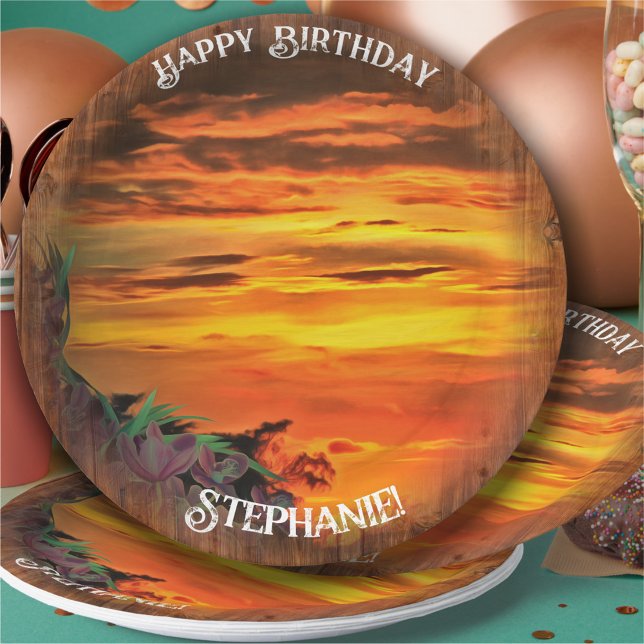 Sunset Birthday 2584 Paper Plate (Creator Uploaded)