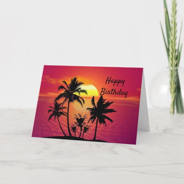 Sunset Birthday Tropical Card (Front)
