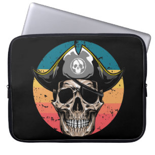 Sunset Black Jolly Roger Skull  Laptop Sleeve
