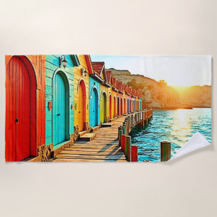 Sunset Bliss: Seaside Hues Beach Towel