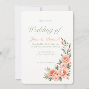 Sunset Bloom - Green Invitation