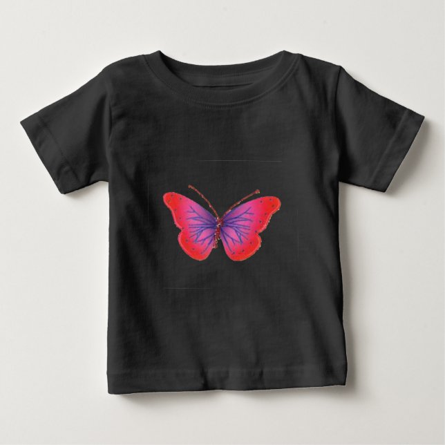 "Sunset Bloom" Red and Purple Butterfly Art Print Baby T-Shirt (Front)
