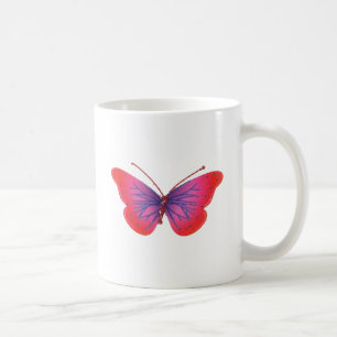 "Sunset Bloom" Red and Purple Butterfly Art Print Coffee Mug