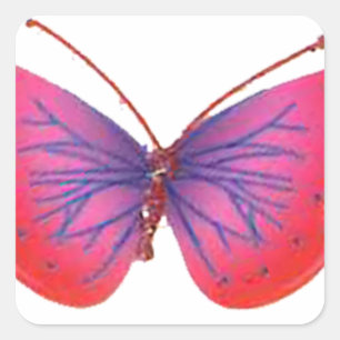 "Sunset Bloom" Red and Purple Butterfly Art Print Square Sticker