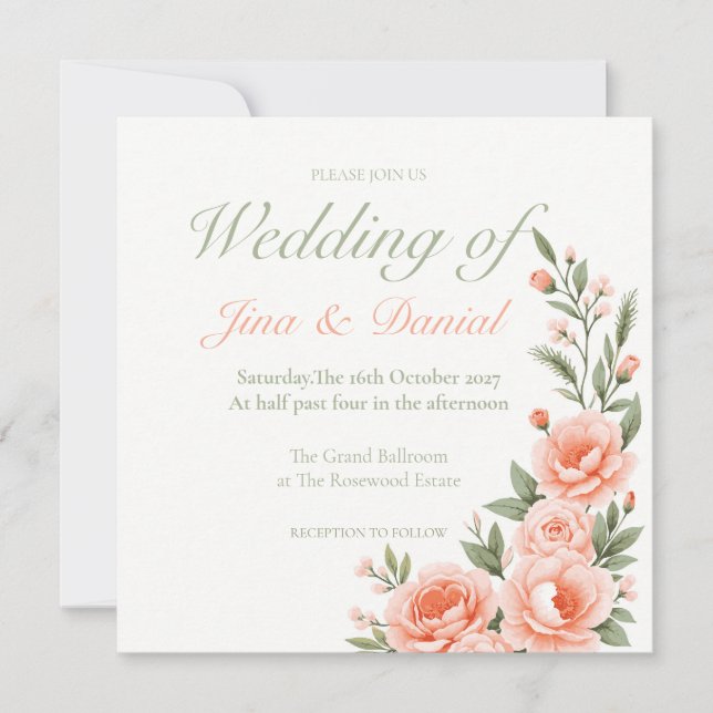 Sunset Bloom - Soft Orange Save The Date (Front)