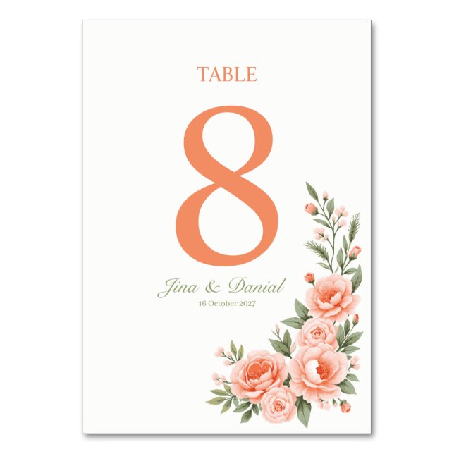 Sunset Bloom Table Number (Front)