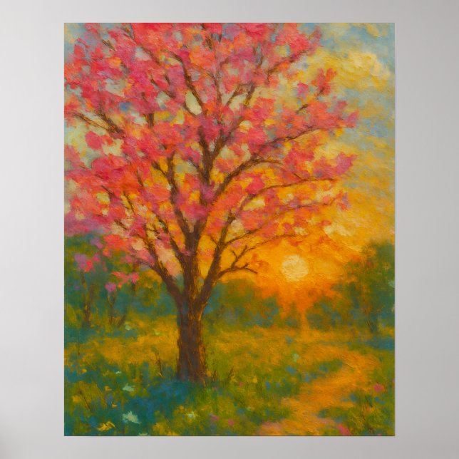 Sunset Blossom Path – Impressionist Garden Poster (Front)