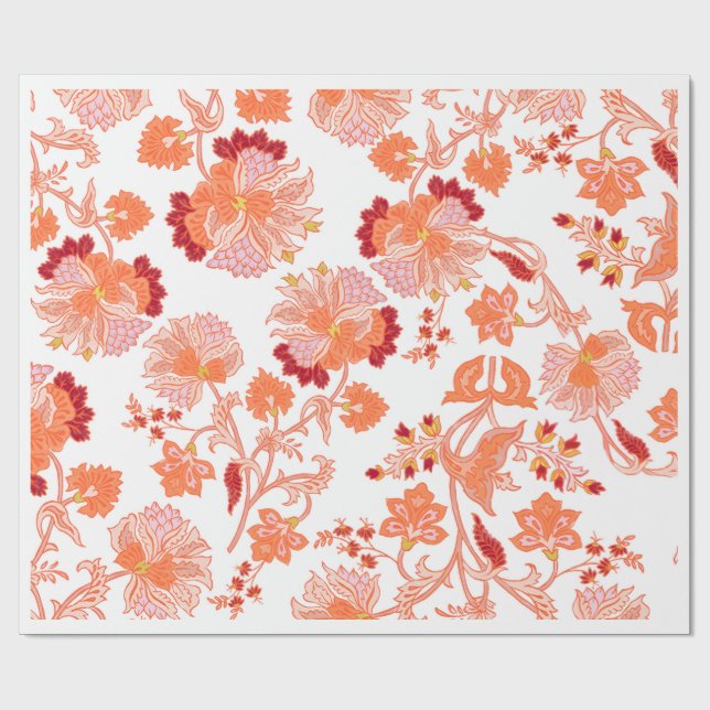 "Sunset Blossom" Vibrant Floral Pattern Gift  Wrapping Paper (Flat)