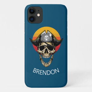 Sunset Blue Pirate Skull Case-Mate iPhone Case