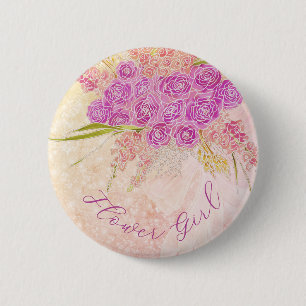 Sunset Blush Bow Bright rose Flower girl 6 Cm Round Badge