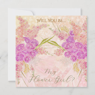 Sunset Blush sheer Bow Bright Rose-Flower Girl