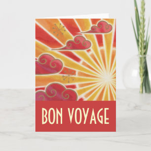 Sunset 'Bon Voyage' card red
