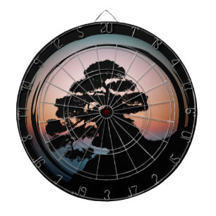 Sunset Bonsai Tree Ceramic Tile Desk Organiser Gol Dartboard
