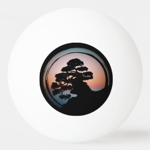 Sunset Bonsai Tree Ceramic Tile Desk Organiser Gol Ping Pong Ball
