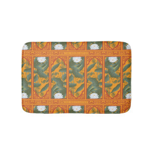 Sunset Botanical Panel Pattern - The White Lotus Bath Mat