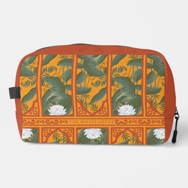 Sunset Botanical Panel Pattern - The White Lotus Dopp Kit (Front)