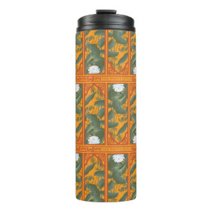 Sunset Botanical Panel Pattern - The White Lotus Thermal Tumbler