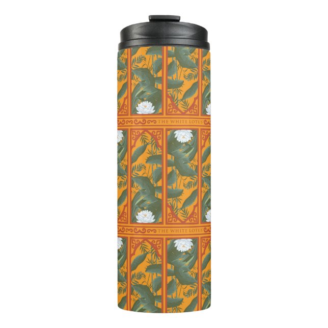 Sunset Botanical Panel Pattern - The White Lotus Thermal Tumbler (Front)