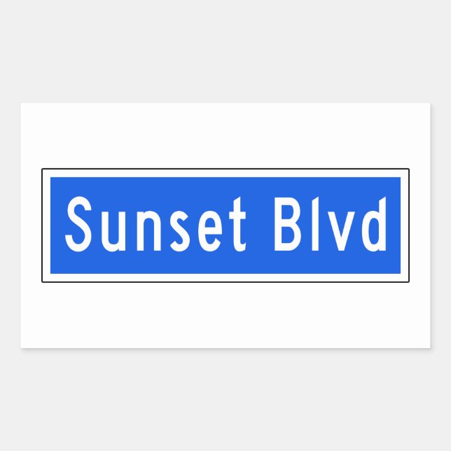 Sunset Boulevard, Los Angeles, CA Street Sign Rectangular Sticker (Front)