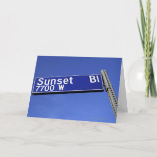 Sunset Boulevard sign against a blue sky Card
