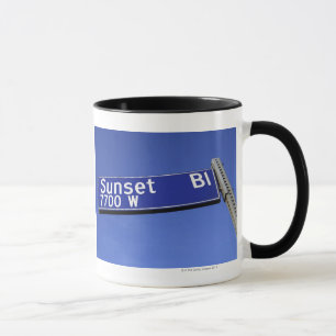 Sunset Boulevard sign against a blue sky Mug