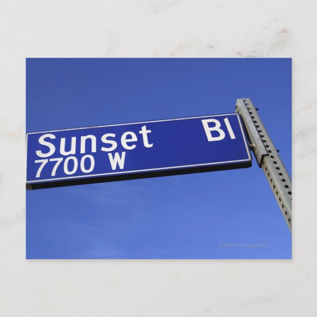 Sunset Boulevard sign against a blue sky Postcard (Front)