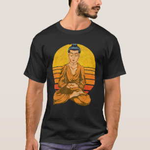 Sunset Buddhist Spiritual Meditation Buddhism Retr T-Shirt