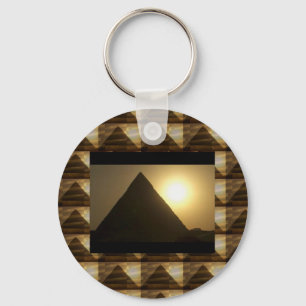 Sunset by PYRAMIDS of Egypt : Vintage Architecture Key Ring