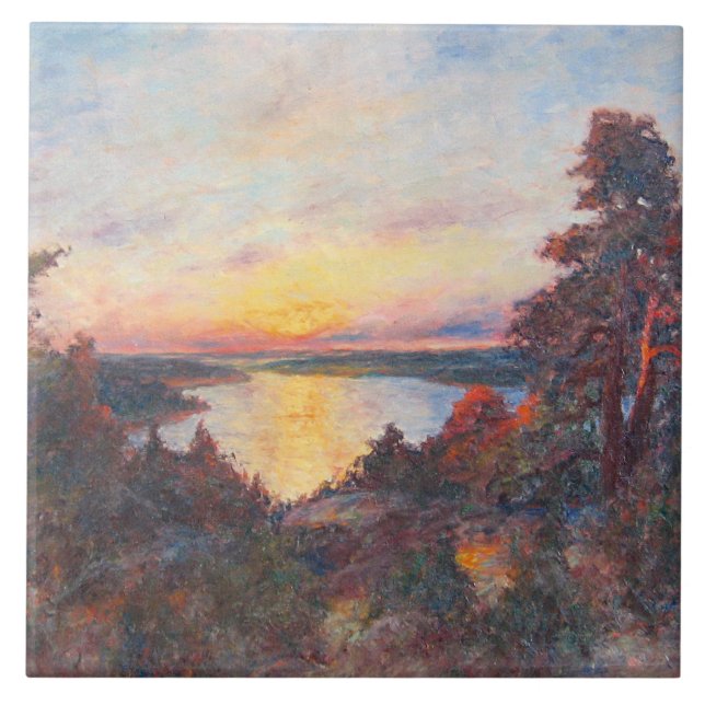 Sunset by the Coast (by Kimon Loghi) Ceramic Tile (Front)
