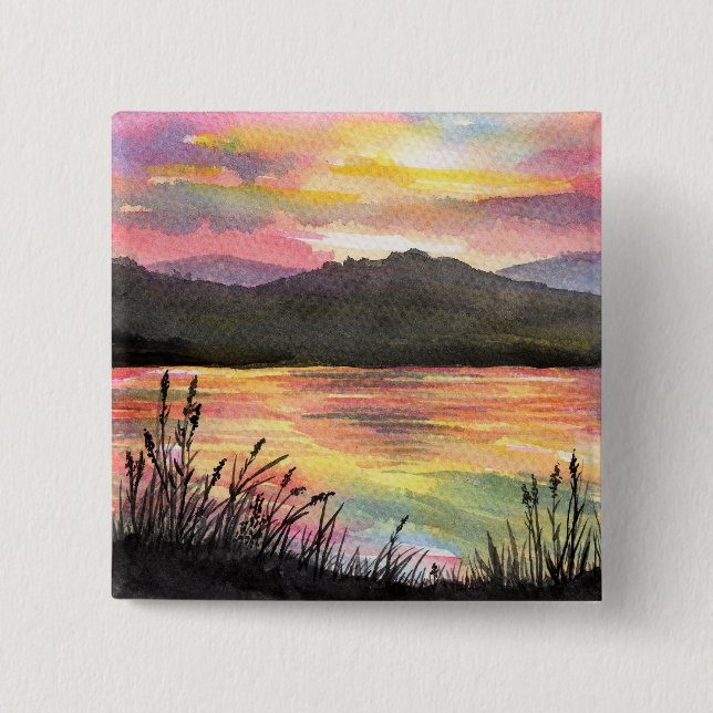 Sunset by the Lake 15 Cm Square Badge (Front)