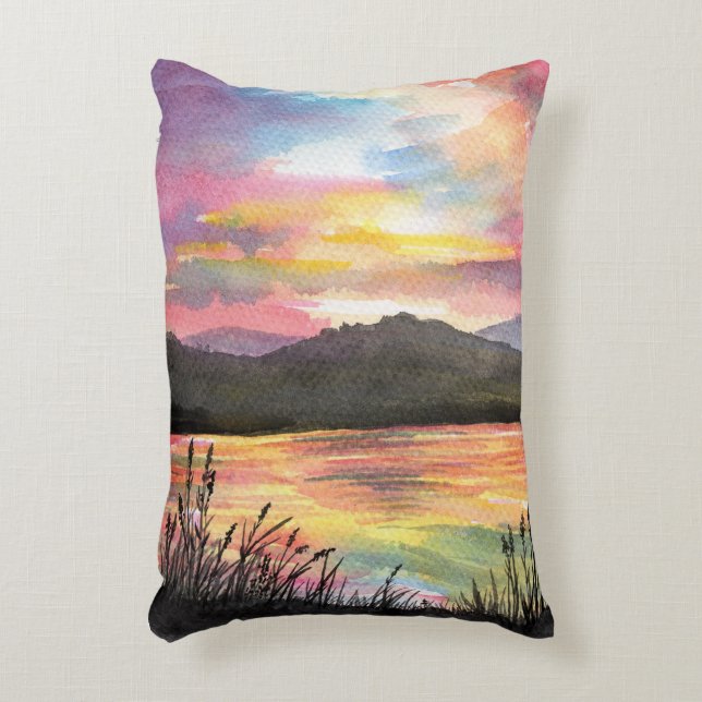 Sunset by the Lake Decorative Cushion (Front(Vertical))