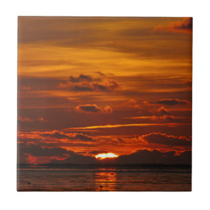 sunset by the sea ceramic tile