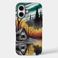 Sunset Cabin Reflection – Moody Nature Landscape