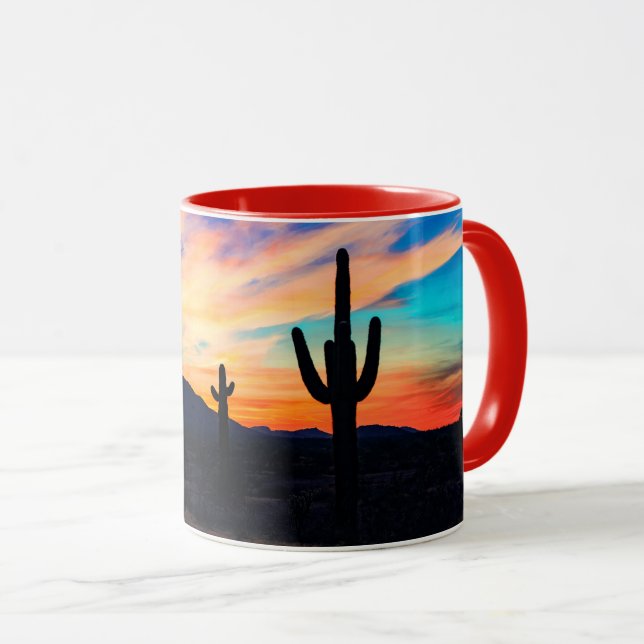 Sunset Cactus Desert Dusk Mug (Front Right)