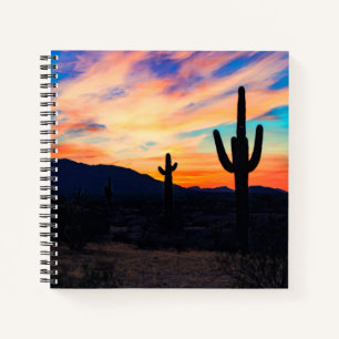 Sunset Cactus Desert Dusk Notebook