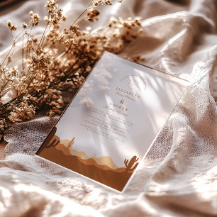 Sunset Cactus Desert Wedding Acrylic Invitations