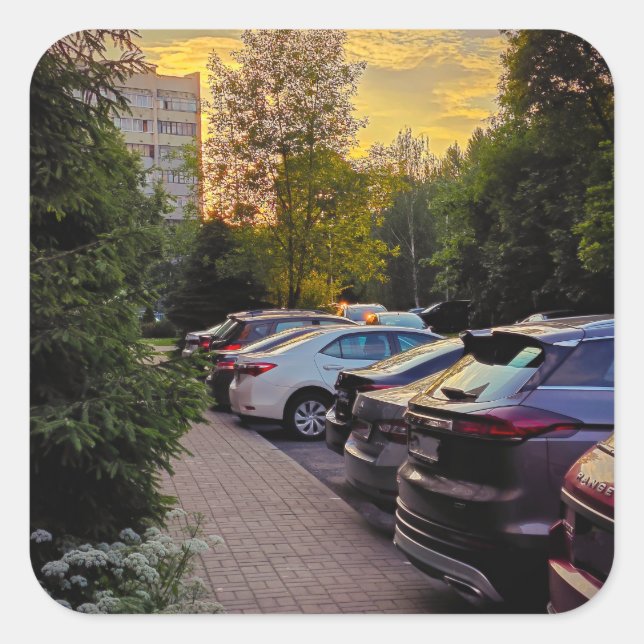 Sunset Calm Parking Sticker – Customisable (Front)