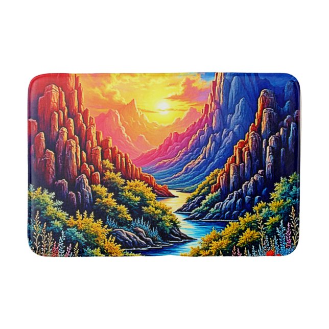  Sunset Canyon River Art Bath Mat (Front)
