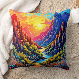 Sunset Canyon River Art Cushion