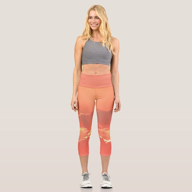 Sunset Capri Leggings in Orange (Front)